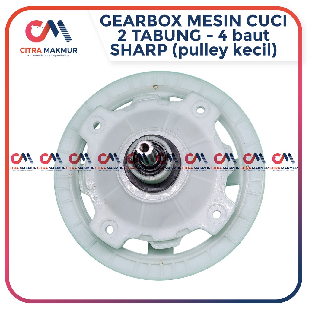 Gearbox mesin cuci Sharp 2 tabung putih as 35 mm gigi 10 z gear box girbox 14 kg ES T1490ES T1490 1490 WA RD BL pulley kecil