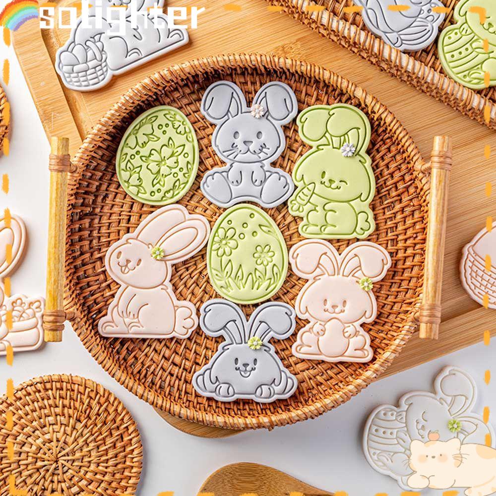 Solighter Cetakan Kue Kering Kartun Baking Paskah Fondant Kue Alat Cetakan Stempel Timbul Cookie Mold