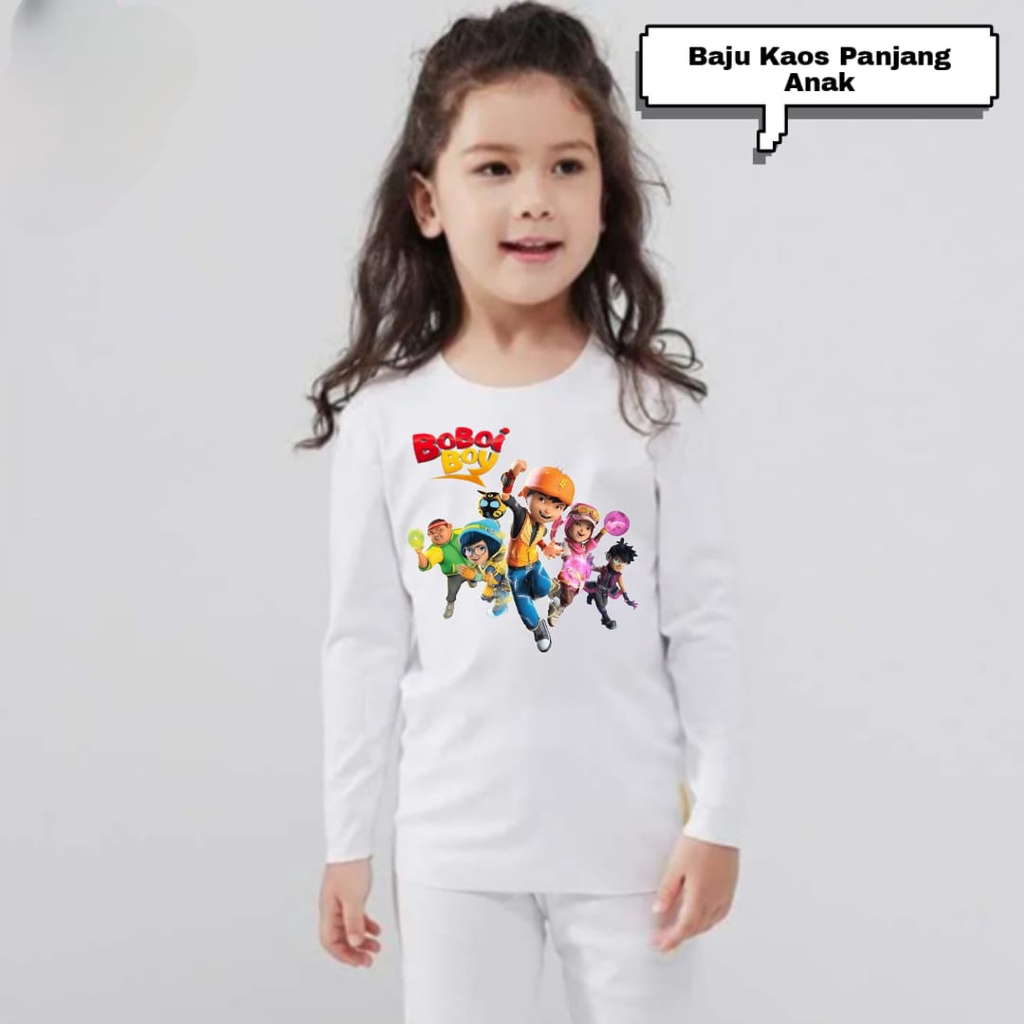 Hzl_outfit Kaos Baju Anak Lengan Panjang Perempuan dan Laki Laki/ Size M,L,XL