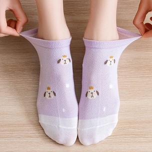 KAOS KAKI WANITA PENDEK AESHTETIC KOREAN STYLE/KAOS KAKI LUCU AESTHETIC PENDEK PUPPY UNGU