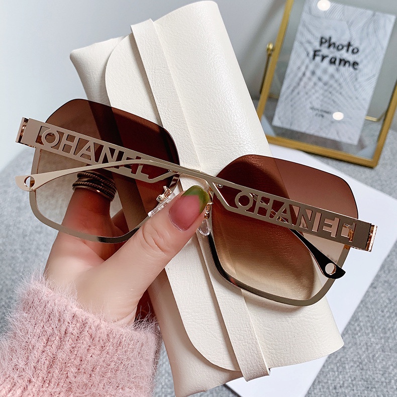 Square Large Frame Sunglasses Kacamata Fashion Wanita Progresif Warna Shades