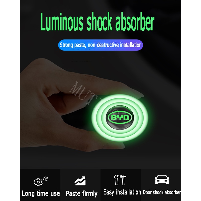 BYD 4/8 /12 /16Pcs Baru Luminous Type Bagasi Pintu Mobil Anti Shock Tabrak Pad Silikon Stiker Mengurangi Kebisingan Penyangga Universal Untuk Atto3