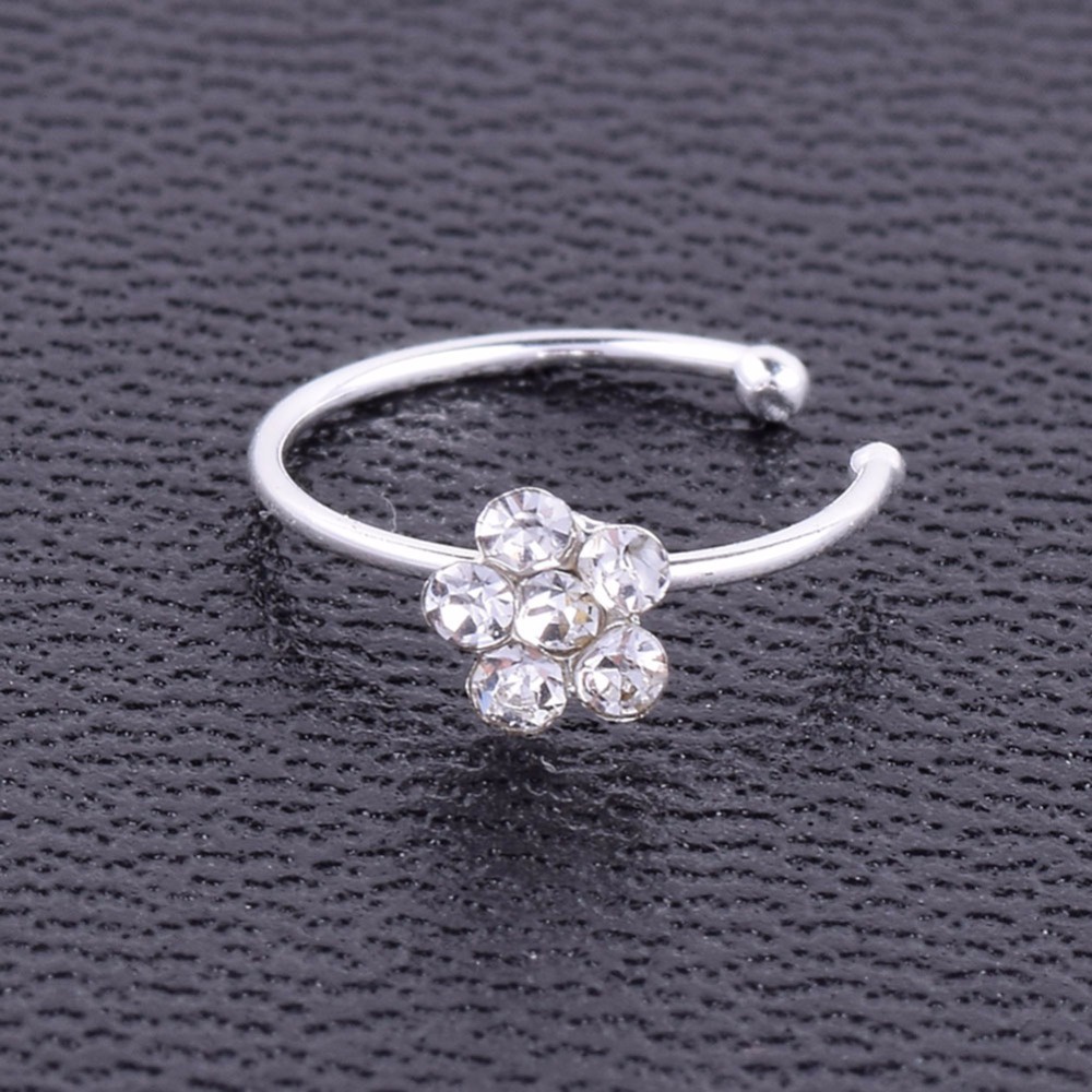 Cincin Hidung Desain Plum Aksen Berlian | Kuku Hidung Bahan 925 Silver | Perhiasan Tindik | Aksesoris Pria Dan Wanita | Sendok Garpu Bahan Stainless Steel