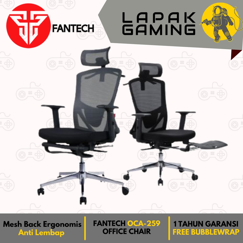 Fantech OCA259 / OCA-259 Kursi Kantor Kerja Jaring Office Chair - Abu-abu