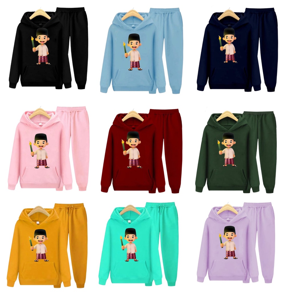 Hzl_outfit Setelan Sweater Hoodie Taraweh Anak Laki Laki Size/ S,M,XL