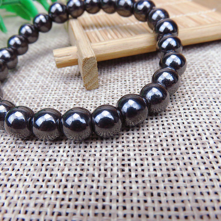 Gelang Trendy 8mm Cool Black Magnetic Hematite Stone Therapy Healthcare Beads Bracelet