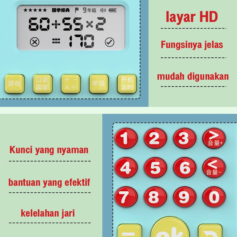 Uoptoy Mainan Edukasi 2in1 Belajar MATEMATIKA Papan Tulis Anak LCD Writing Color Board Kalkulator USB Charge Berisi Papan Tulis and pensil