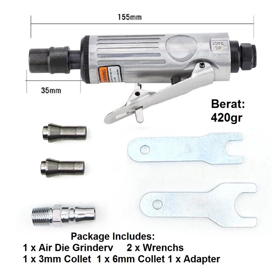 Air Die Grinder Alat Gerinda Angin Gurinda Tuner Mesin Cuner Kecil 3mm 6mm Kompresor Mill Engraving Tyre