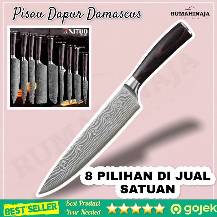 XITUO Pisau Dapur Set Chef Damascus Pattern Pisau Daging - 3.5 Paring