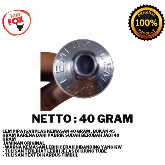 Lem Pipa PVC Isarplas 40 Gram Tube Original Fitting Paralon 100% Asli