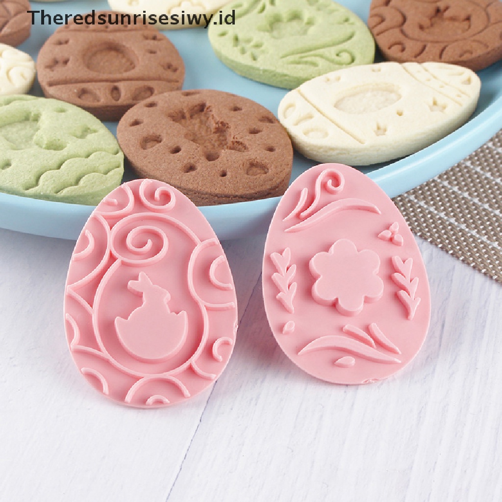 # Baju Lebaran # 9pcs Cetakan Biskuit Kelinci Paskah Plastik Bunny Egg Cookie Cutter Stamp Embosser Pesta Paskah Fondant Kue Baking Dekorasi Tools~