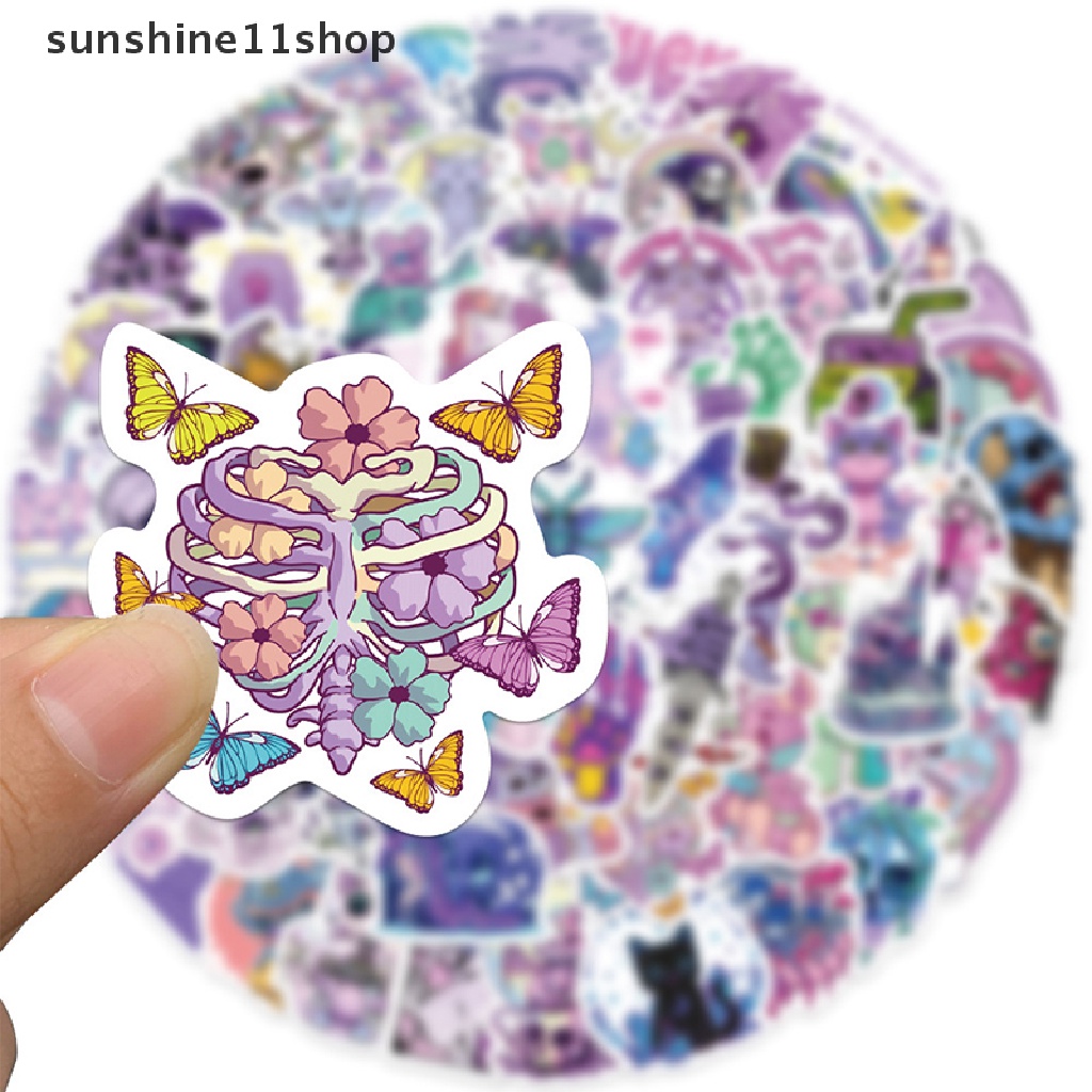 Sho 65 Pcs Lucu Ungu Gotik Halloween Tengkorak Kartun Stiker DIY Laptop Bagasi Skateboard Graffiti Decals Menyenangkan Untuk Hadiah Mainan N