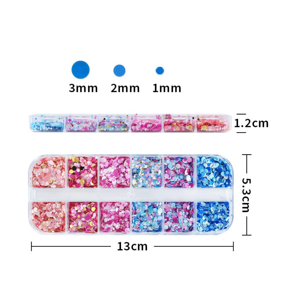 Mxbeauty Paku Sequin 12kisi-kisi Dekorasi Bulu Mata Pesona Kuku Makeup Berbentuk Bulat Nail Art Patchs Nail Glitter Flakes