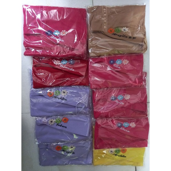 Jilbab Kerudung Anak Motif Bunga Costum Bordir Nama Hijab Instan Anak Tk Sd