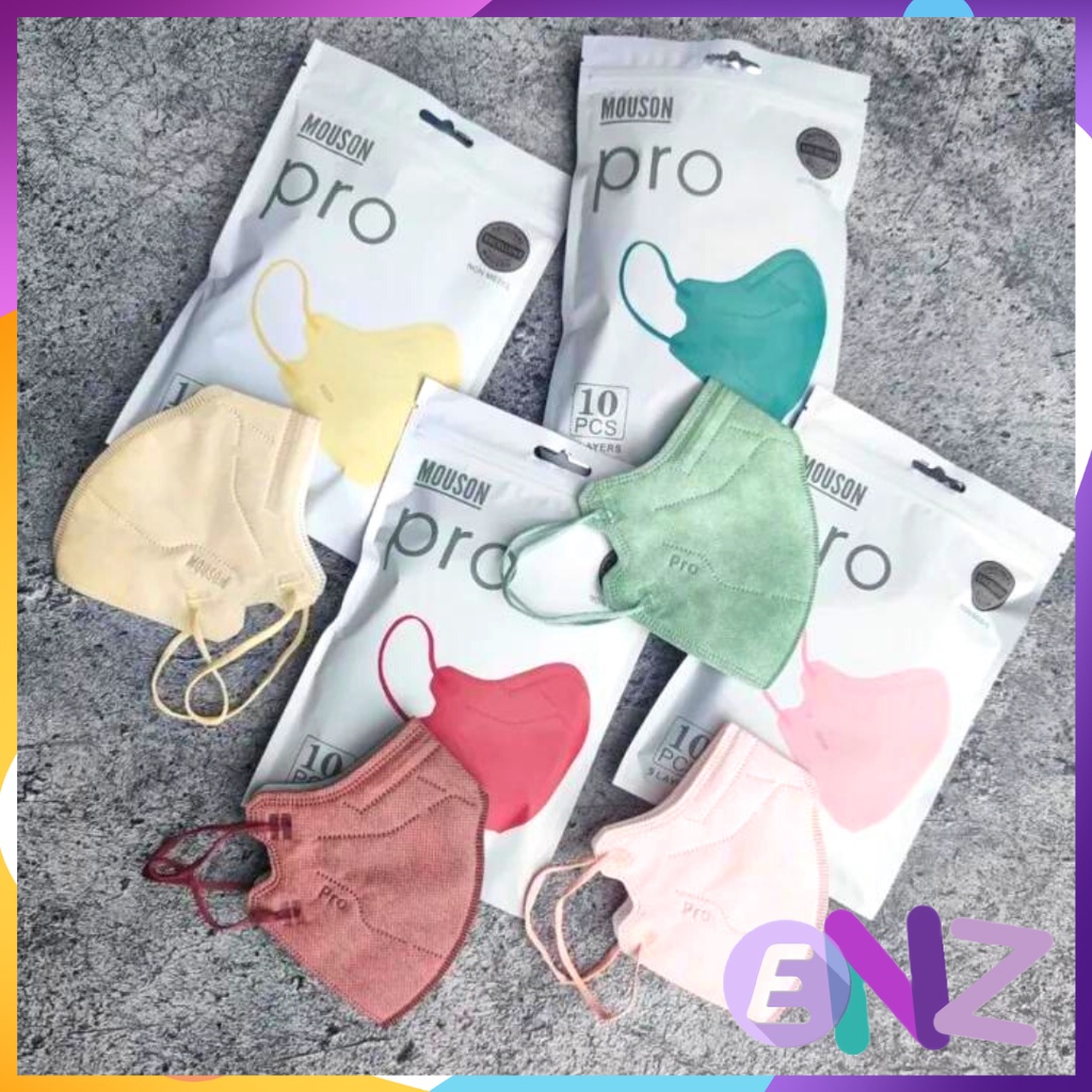 ENZ ® Masker KN95 MOUSON 5Ply isi 10Pcs Putih Hitam Abu Warna KN 95 5 Ply Earloop Mask Premium 1030
