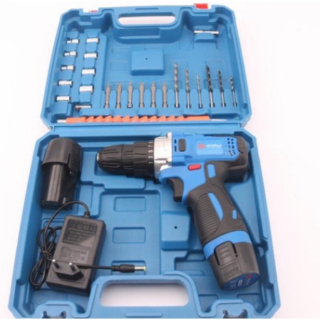 HUJIA MESIN BOR BATERAI CAS CORDLESS DRILL SET 10MM 12V PRO 1012