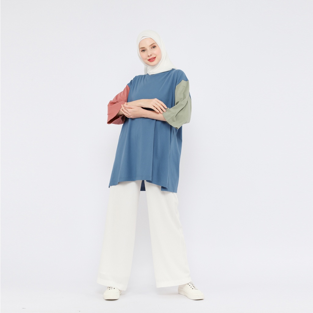 Kaos Oversize Wanita Busui Friendly lengan 7/8 LD 130 Basic Oversized CBSBlue