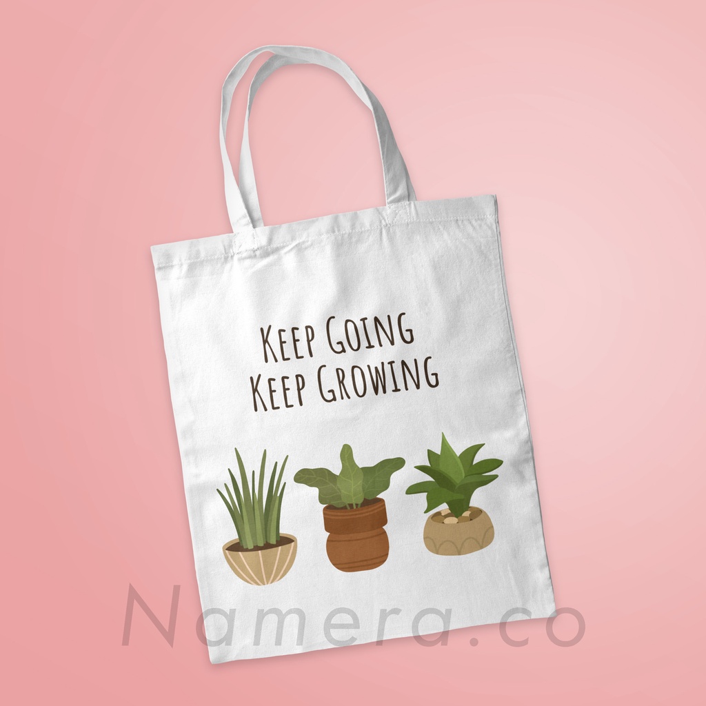 Tote Bag Resleting Kanvas Premium Fashion Tas Totebag Wanita Cactus Katus art