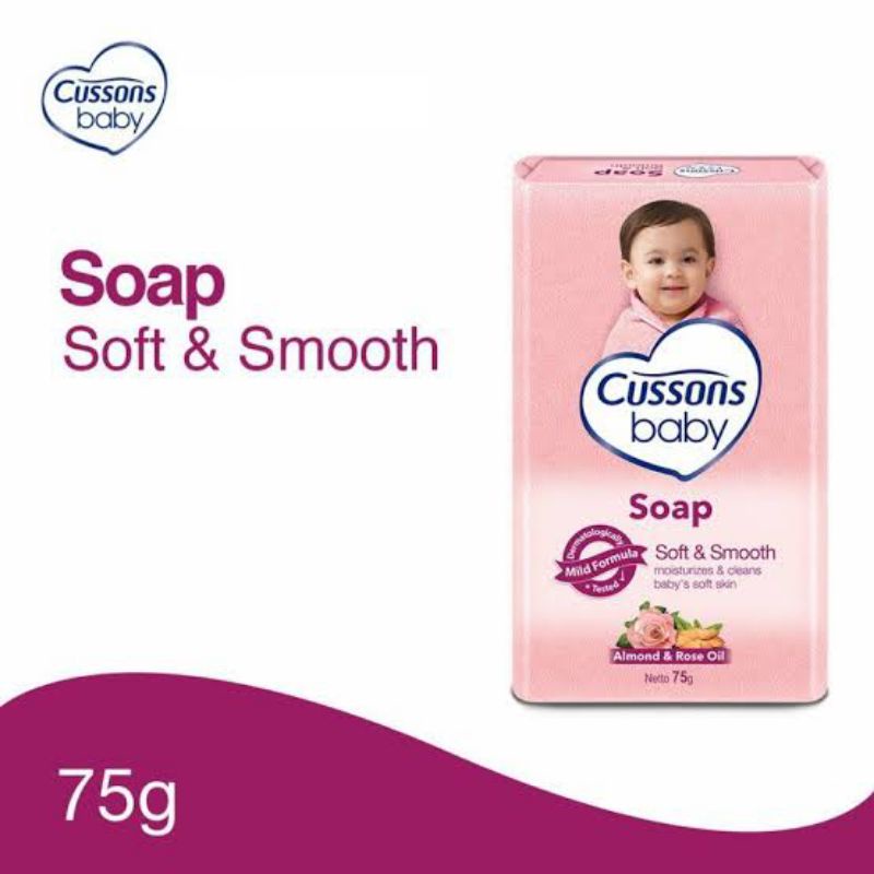 CUSSONS BABY SOAP ALMOND &amp; ROSE OIL 75 GRAM / SABUN MANDI BAYI CUSSONS