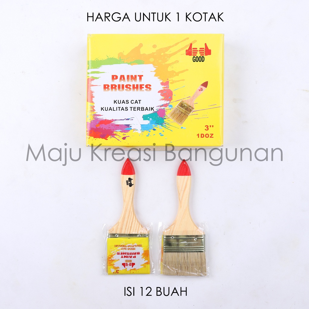 Kuas Cat Merk Good 3&quot; Inch Kayu Paint Brush Tembok Dinding Inci In 3Inch 3Inci 3In Isi 12 Buah