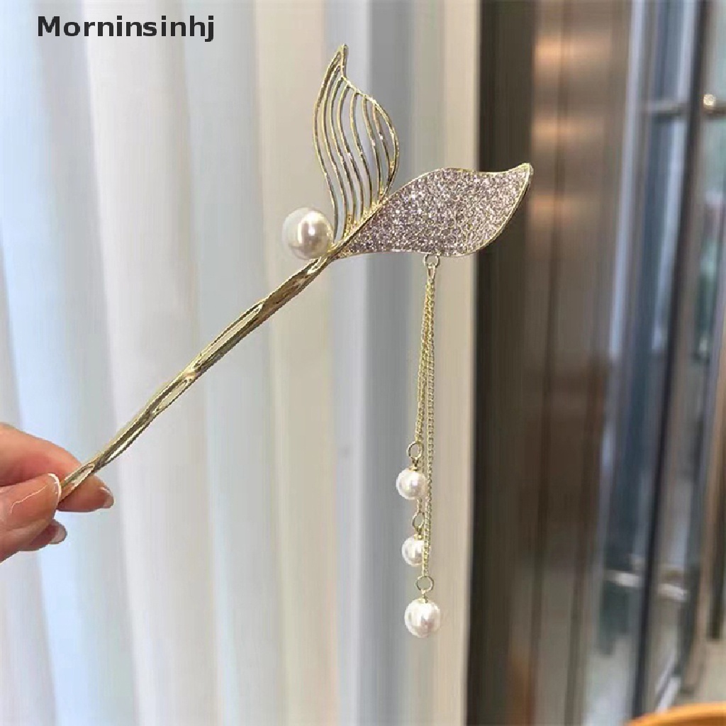 Mornin Berlian Imitasi Mutiara Bunga Rambut Tongkat Chinese Hair Chops Vintage Tassel Hair Pin Bell Bunga Anggrek Jepit Rambut Garpu Lidi Hair Styling Decor Jewelry id