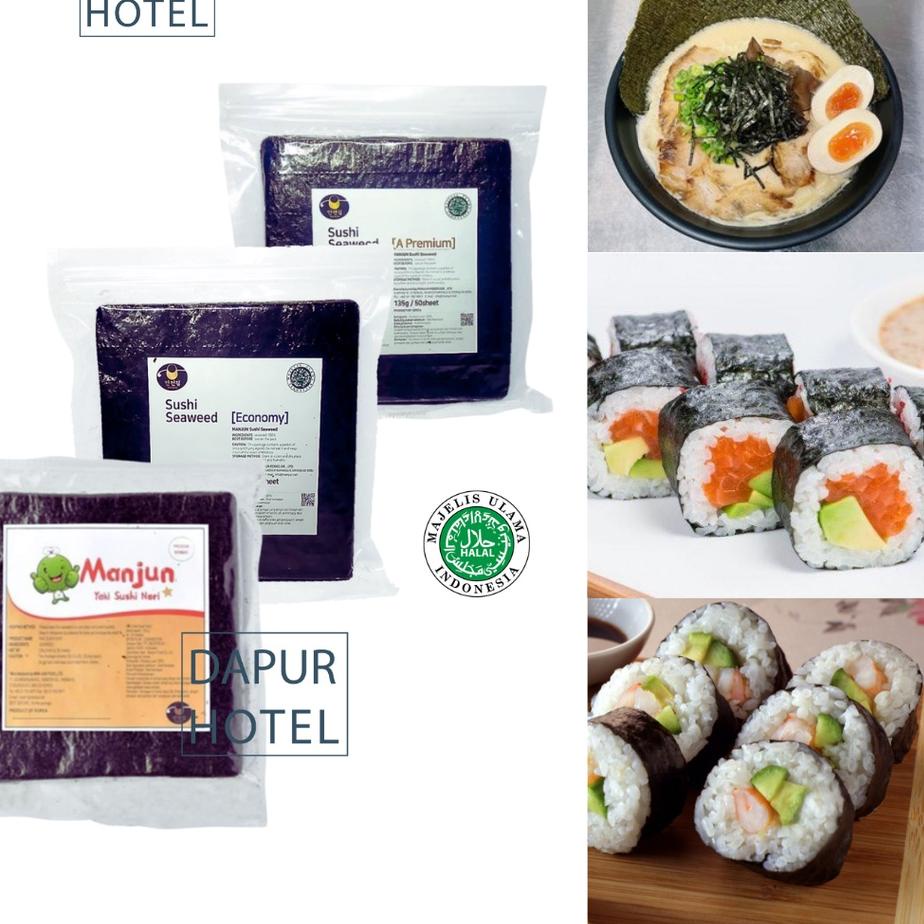 

♀ MANJUN Sushi Nori Kimbab 50 S Halal │ Nori Gimbab Import Lembar Rumput Laut-- ♥