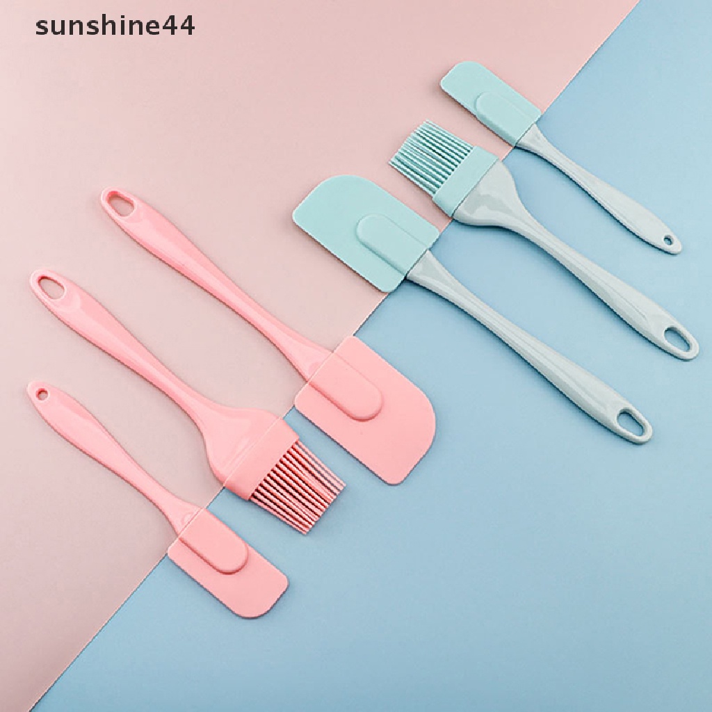 Sunshine 3Pcs/Set Silikon Scraper Baking Tools DIY Kue Butter Cream Spatula Kuas Minyak ID