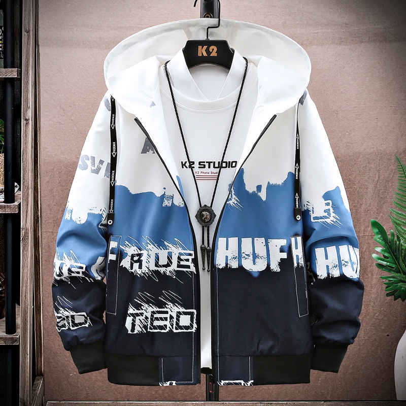 Jaket Pria Model Jaket Hoodie Berkerudung Kerah Gaya Kasual Fashion Jacket