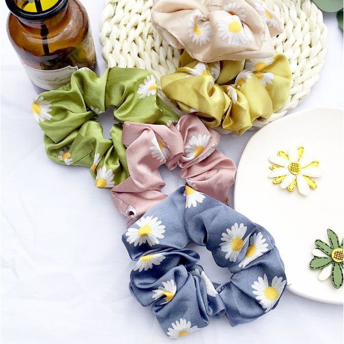 Ikat Rambut Scrunchie Jepang Bunga Daisy Hair Band Accessories J203