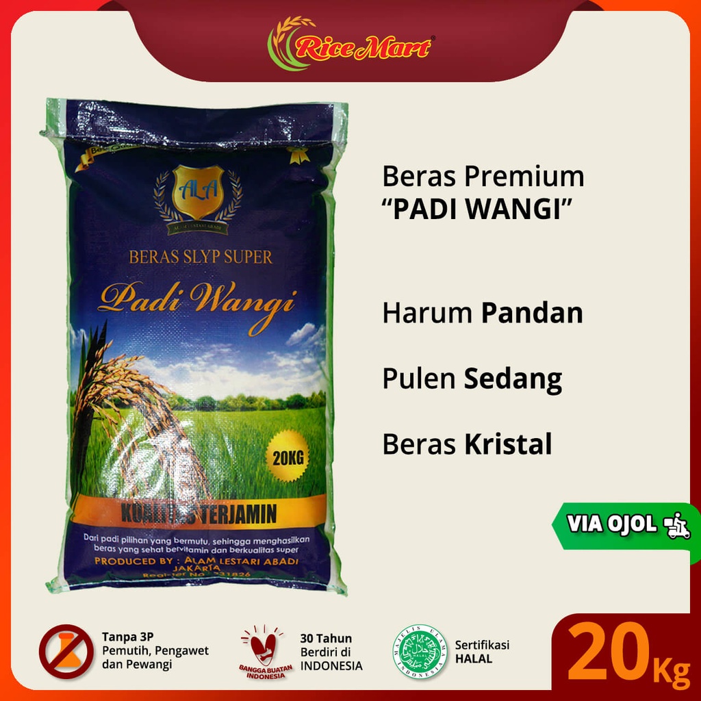 

Beras PADI WANGI 20 kg [OJOL] - Beras Premium - Harum Pandan - Pulen - Beras Kristal - Produk Indonesia