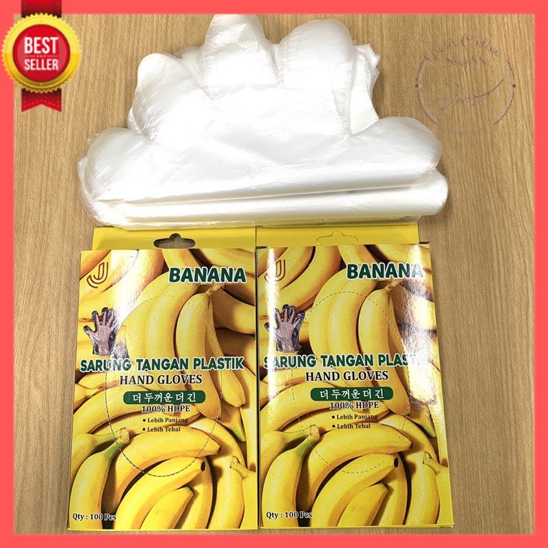 GOS -C410- Sarung Tangan Plastik Banana 1 BOX - Sarung Tangan Plastik Serbaguna Transparan Sekali Pakai