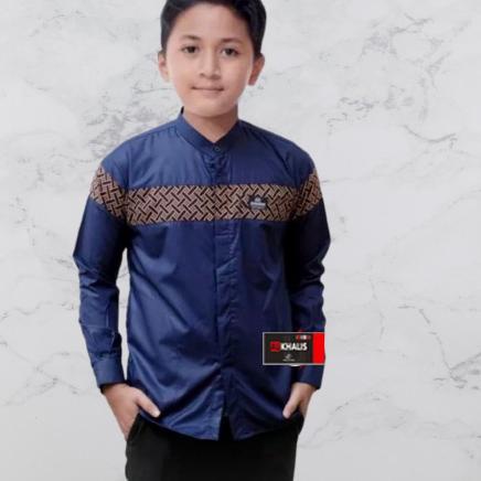 ➯ Baju Koko anak Lengan Panjang remaja SD SMP kombinasi batik ➩