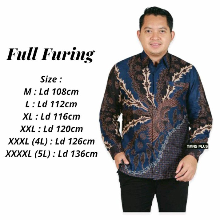 [FULL FURING] Kemeja Batik Furing Jumbo 4L-5L Lengan Panjang Atasan Hem Pria Big Size Batik Premium Modern KSR-Br