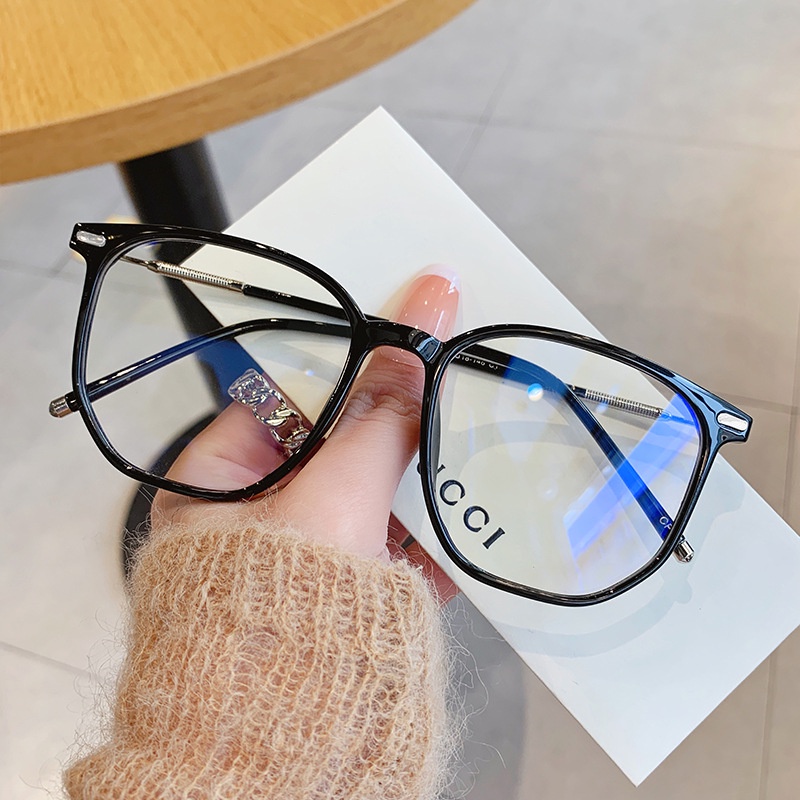 Fashion Anti-Blue Light Metal Full-Frame Kacamata Untuk Wanita Indah Rivet Alis Frame Square Eyeglasses Trend Blue Light Kacamata Pelindung