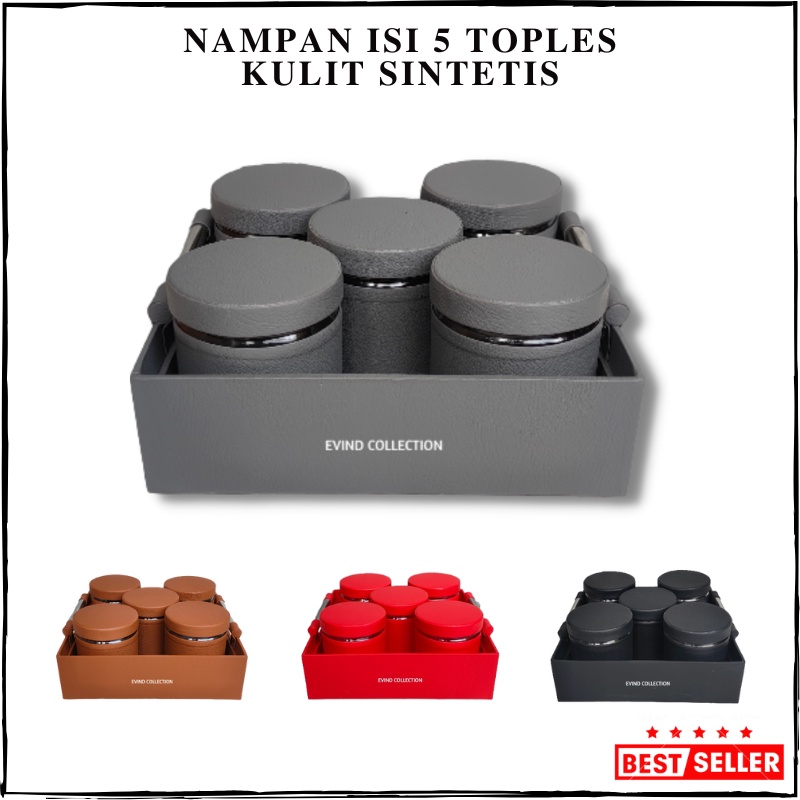 Nampan Kulit Sintetis + Toples 5pcs | Baki Saji