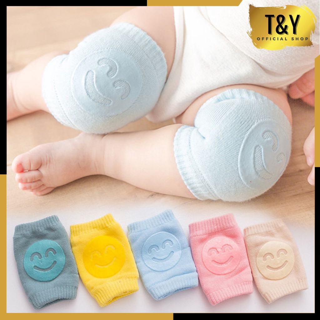 T&amp;Y Pelindung Lutut Bayi Merangkak Karakter Lucu Anti Slip Baby Kneepad Motif Smile Protector Baby Knee Pads Pelindung Lutut bayi Merangkak