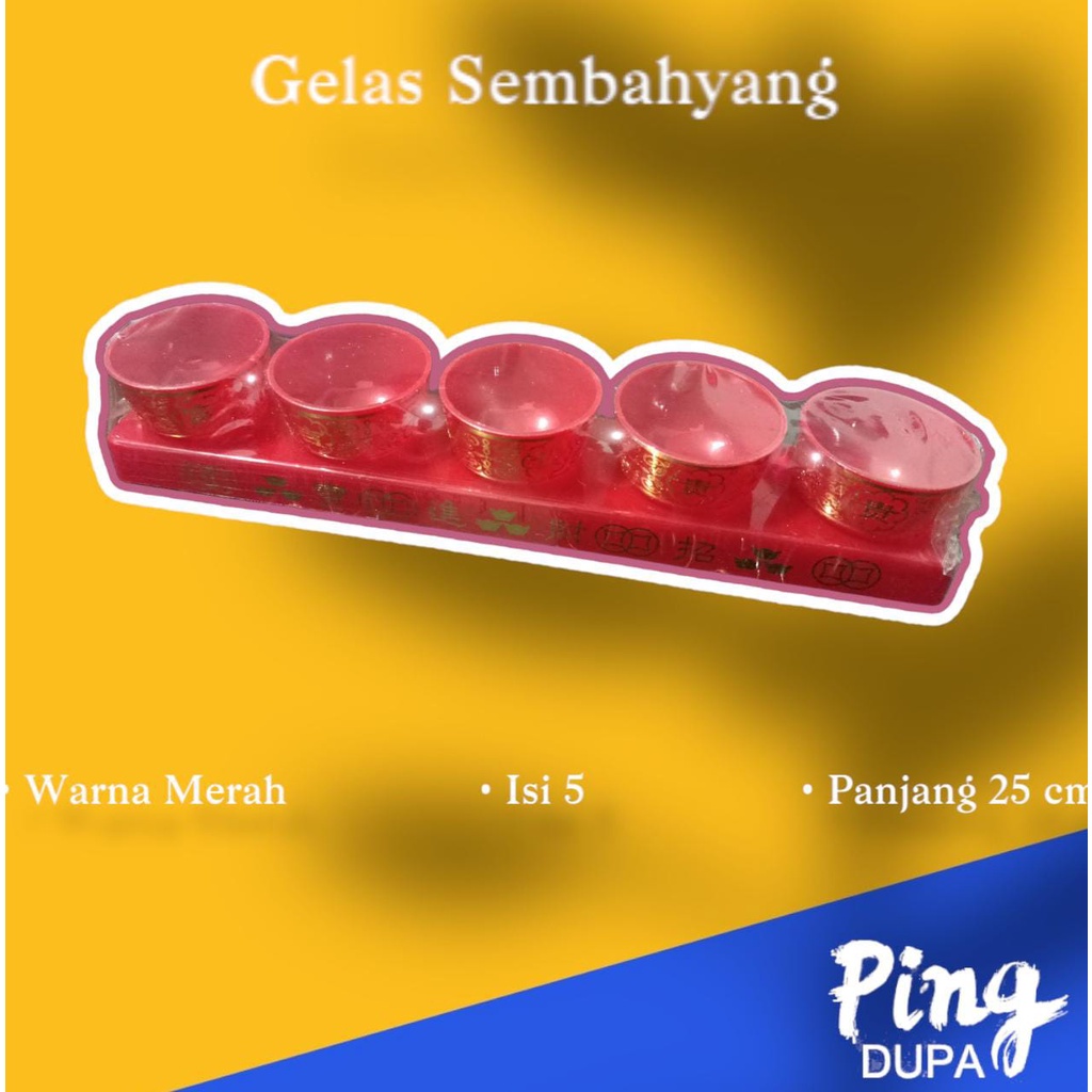 Gelas Plastik Altar Sembahyang Warna Merah Isi 5