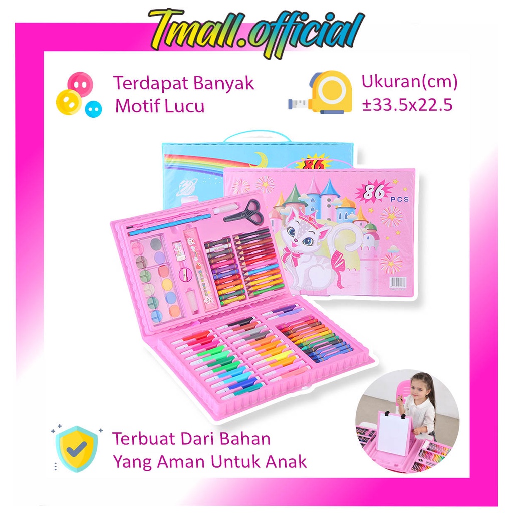 

❄ TMALL ❄ Pensil Warna 86Pcs In 1 Crayon Anak Art Set Alat Lukis Menggambar Seni Kerajinan Anak S056