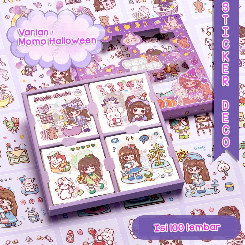 

Isi 100 Lembar Sticker Deco Aesthetic Lucu Momo Stiker Anti Air Tumblr DIY Hp Stiker Motif Kartun