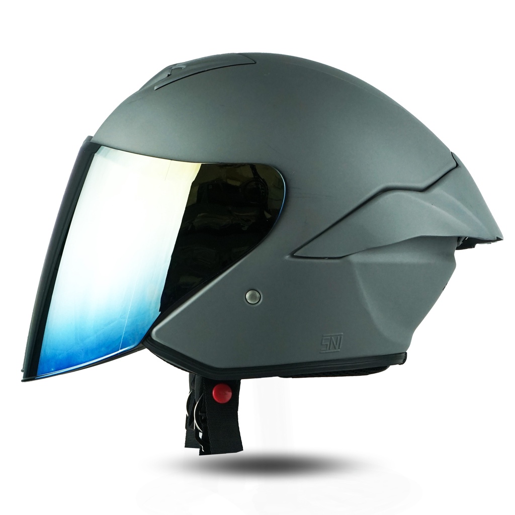 HELM JITSU JS1 SERIES GREY DOFF SNI KACA REDGOLD