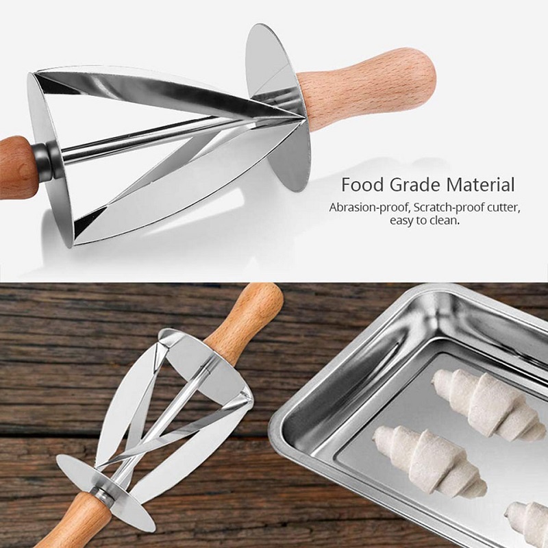 Croissant Cutter Pastry Pemotong Kulit Maker Roller Pembuat Roti Gulung Pastel Stainless Steel