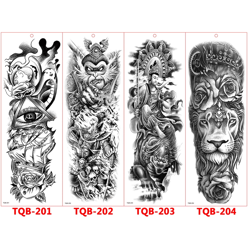 tato temporer untuk lengan tattoo temporary full arm ukuran 15x46 cm model TQB 201-240