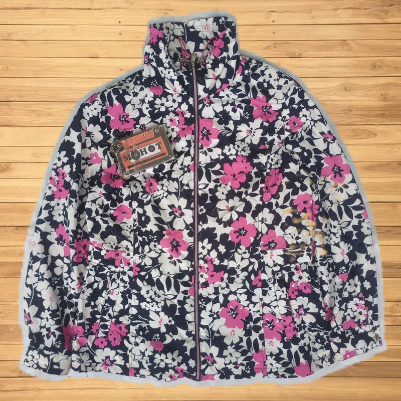 jaket running parasut allforyou motif bunga like new