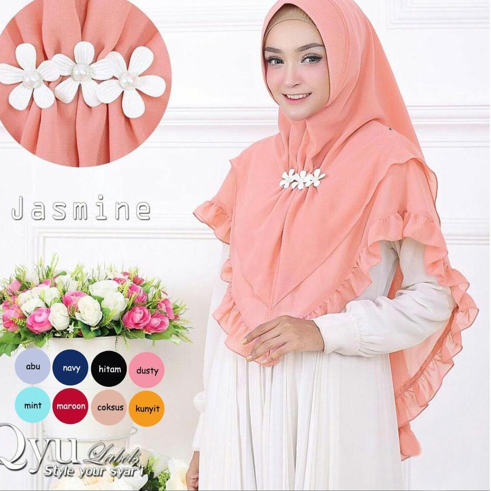 ♖ Khimar Jannaty Serut Rempel / Jilbab mUrah / Khimar 2 Layer / Hijab Syari ✯