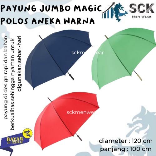 Payung Golf Polos Warna MAGIC OTOMATIS Jumbo 30 Inch Fiber Motif Karbon Otomatis Polyester Anti UV - sckmenwear GROSIR