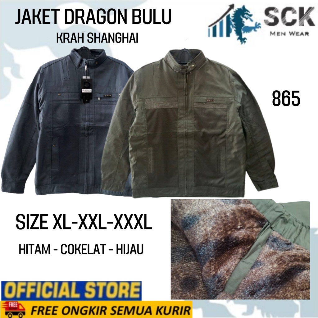 Jaket Pria JINWU 865 Parasut Dalam Bulu Kerah Shanghai Kombinasi / Pakaian Bapak ukuran XL-3XL (JUMBO)  - sckmenwear GROSIR