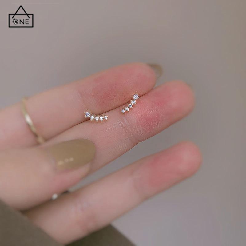 COD❤️Anting Zirkon Set Mikro Sederhana  Baris Kecil Berlian Geometris  Anting Gandum Kecil yang Lucu-A.one