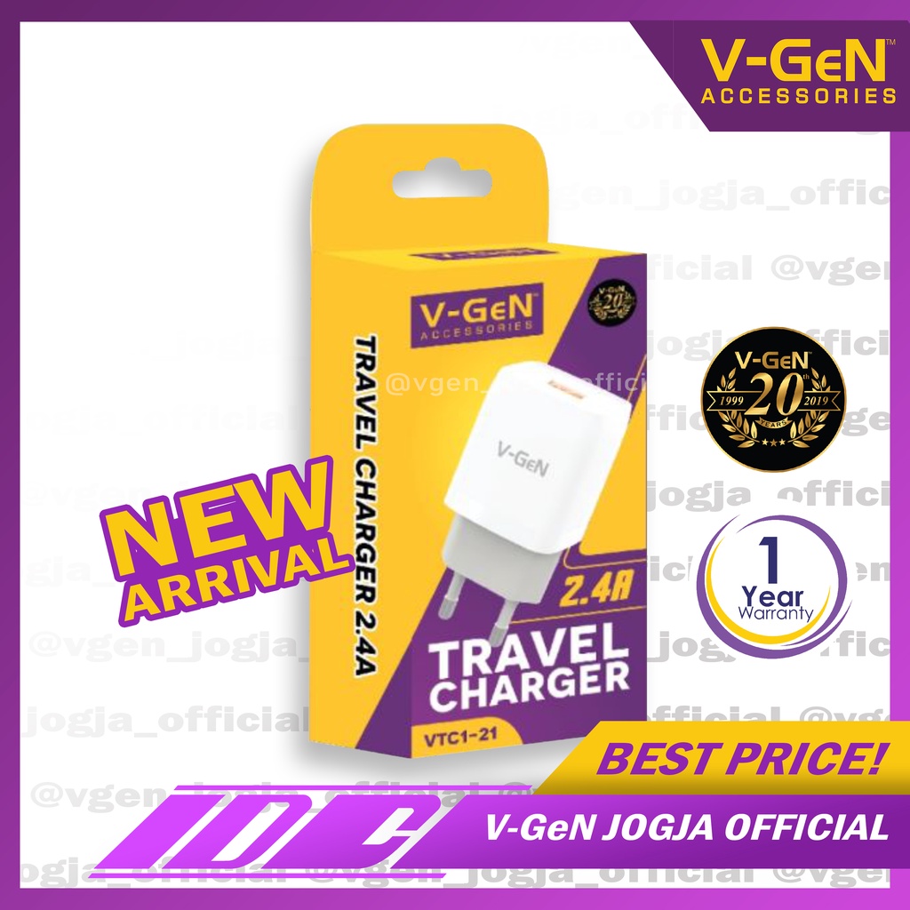 Travel Charger V-GeN VTC1-21 2.4A Auto ID