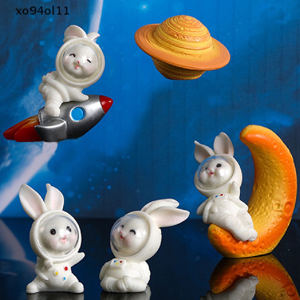 Xo 1Pc Kartun Kelinci Luar Angkasa Lanskap Mikro Bahan Resin Kerajinan Diy Aksesoris Rumah OL