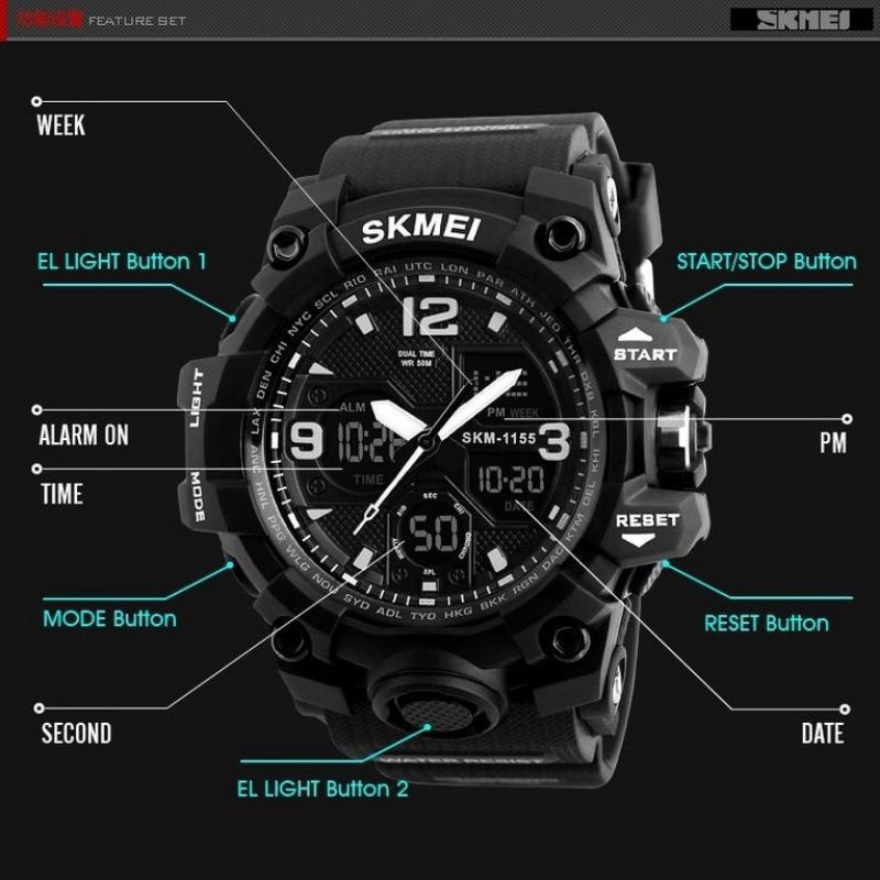 Jam Tangan Skmei 1155B - ACN102 / GG - Jam Tangan Pria Sporty Analog-Digital